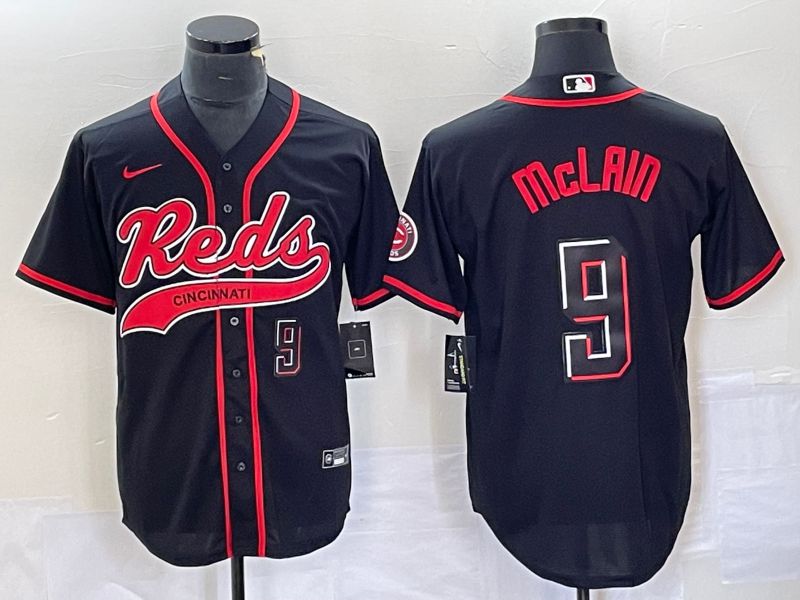 Men Cincinnati Reds #9 Mclain Black Co Branding Nike Game MLB Jersey style 3->cincinnati reds->MLB Jersey
